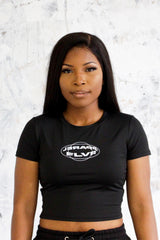 FLVR Capsule Black Crop Top - Front View