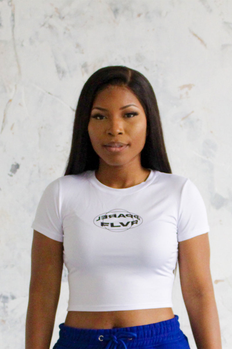 FLVR Capsule White Crop Top - Front View